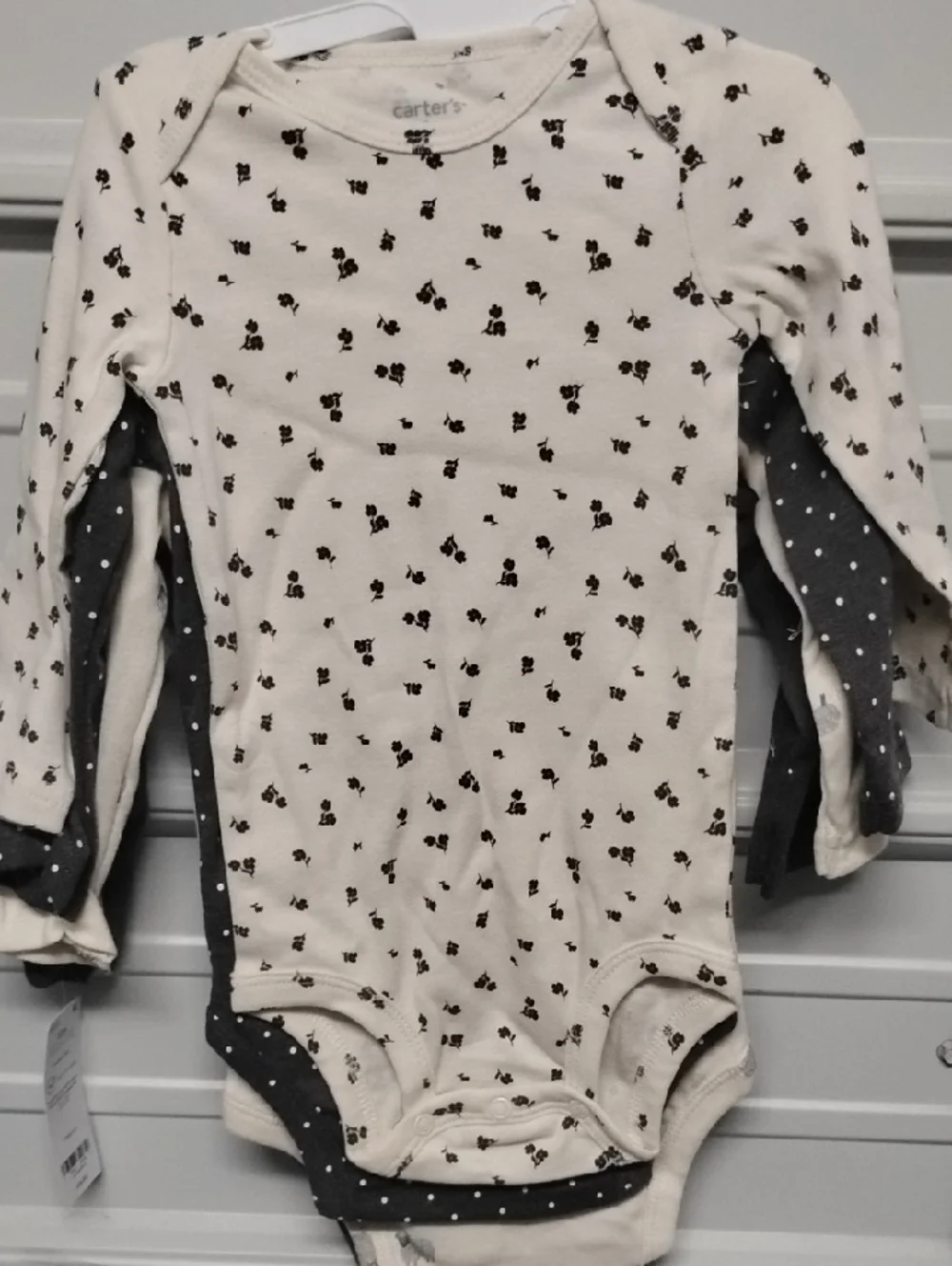 Carter's Gray and Cream Long-Sleeve Baby One-Piece Set